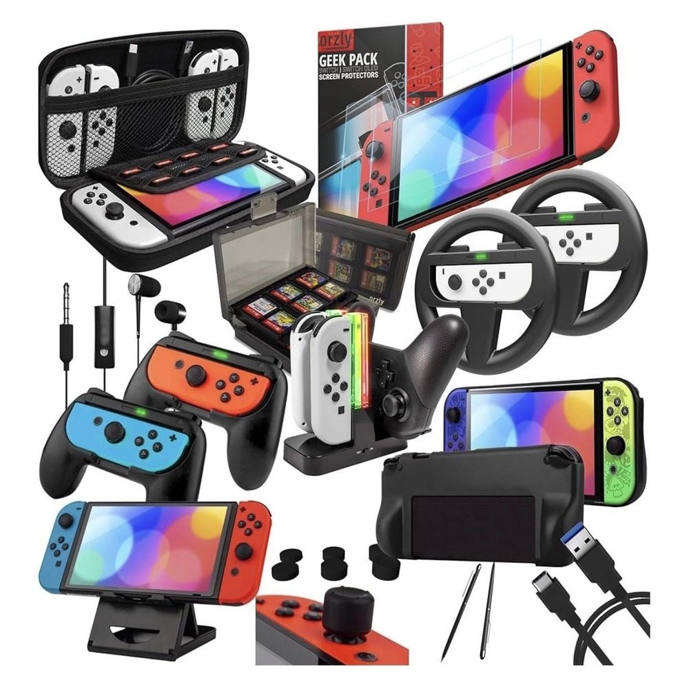 Orzly Ultimate Geek Pack‎ Accessory Bundle For Switch Switch OLED Black